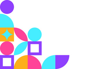 set of template with colorful geometric pattern on corner position and white space. Modern geometric background. Vector illustration 