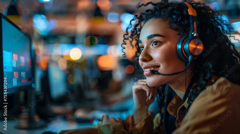 Poster a dynamic call center environment showcasing multichannel support in customer servic