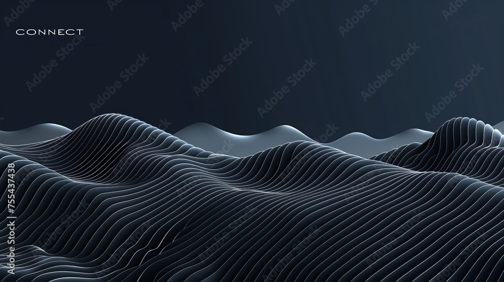 Poster date tenology abstract futuristic illustration. lov poly shape with connection docs and lines on dar