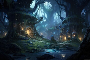 Elven Sanctuary: Lost in the Enchanted Woods - obrazy, fototapety, plakaty