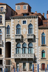 Fototapeta na wymiar Palaces and beautiful houses along the Grand Canal in the San Marco district of Venice