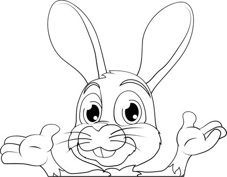 recommend clip art: An Easter bunny rabbit cartoon character peeking around a sign
