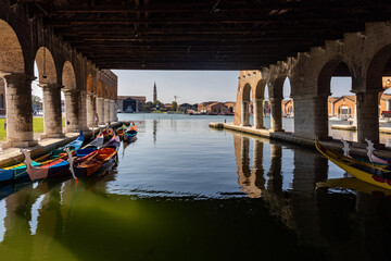 Venice, Italy - The Venetian Arsenal. The Gaggiandre, two magnificent shipyards built between 1568...
