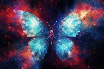 Dreamy Galaxy: Butterfly Nebula Elegance - obrazy, fototapety, plakaty