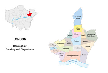 Vector map Borough of Barking and Dagenham, London, UK - 755441292