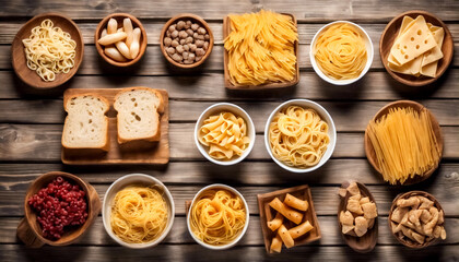 Gusto Naturale- Alimenti Senza Glutine, tra Pasta, Pane e Snack, su Tavolo di Legno