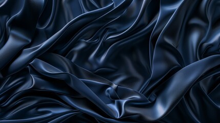 Blue satin wavy fabric cloth background
