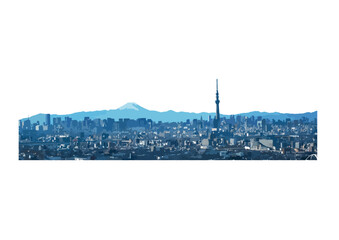富士山と東京の街並み