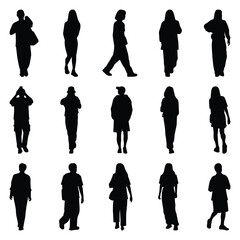 Vector collection set of individual people silhouettes.