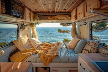 Gorgeous view from sleeping area of camper van
