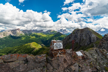 View from Monte Sief hill summit in the Dolomites