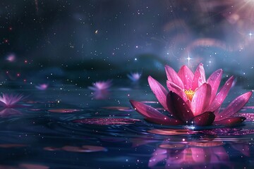 a pink flower in water - Powered by Adobe