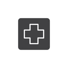 Medical cross in a square vector icon