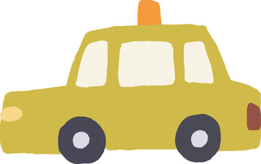 タクシーの手描きイラスト