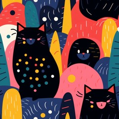 Simplistic and modern cat repeat pattern
