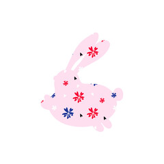 Easter bunny design. Easter rabbit illustration.Floral Easter bunny.