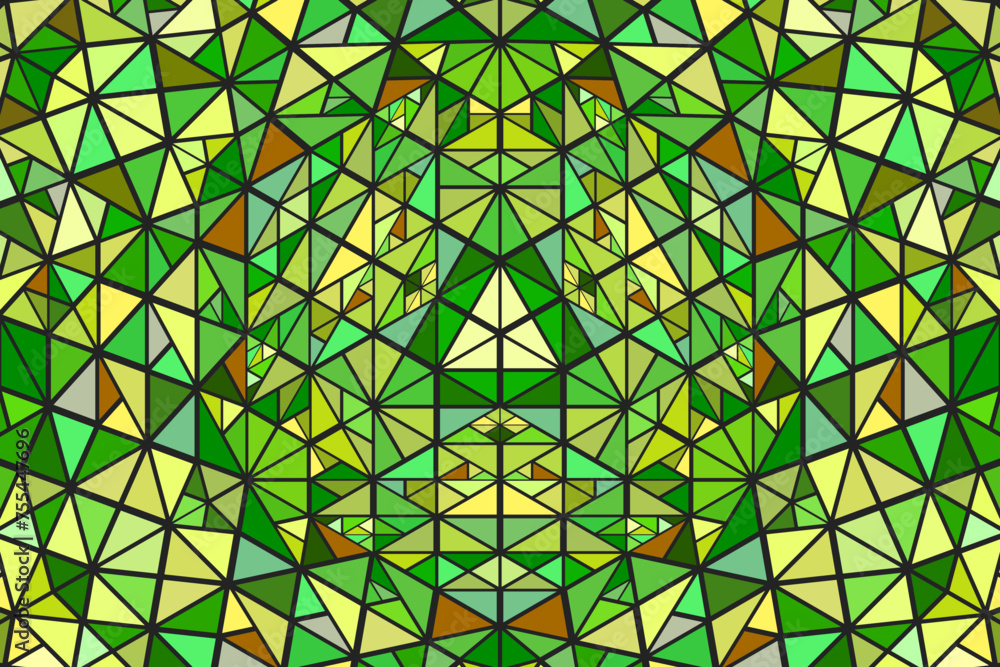Poster abstract polygonal colorful triangle mosaic web background - hypnotic circular psychedelic vector de