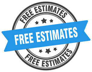 free estimates stamp. free estimates label on transparent background. round sign