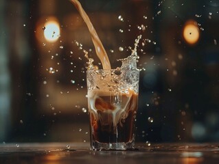 a liquid pouring into a glass