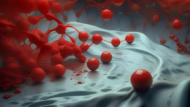 Hemoglobin. Red blood cells are leukocytes in the blood stream of a healthy person.