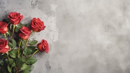 Roses decoration with free space for text. Negative space. Nature background. Generative AI