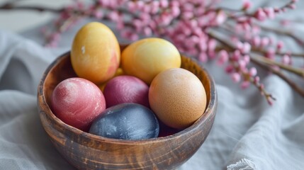 Obraz na płótnie Canvas Naturally Dyed Easter Eggs