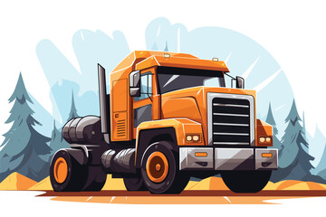 Obraz na płótnie Canvas Modern yellow heavy truck machine vector illustration