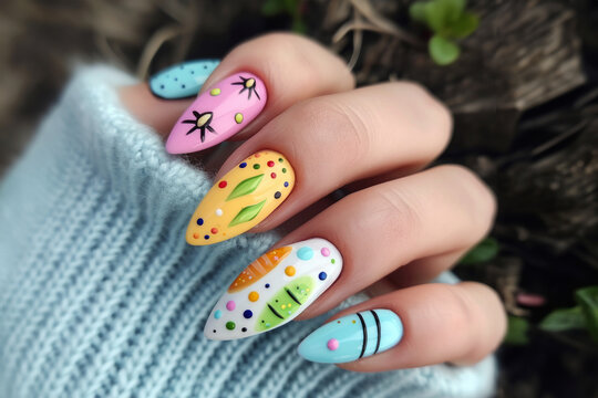 Easter-Themed Nail Art with Cute Designs and Pastel Colors
