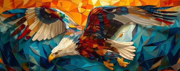 Fierce Eagles over cubism-inspired skies