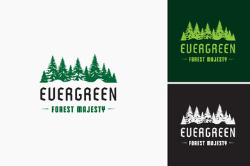 Fototapeta na wymiar Logo for Evergreen Forest, perfect for eco friendly brands, nature based organizations, or outdoor adventure companies. Versatile and creative design concept.