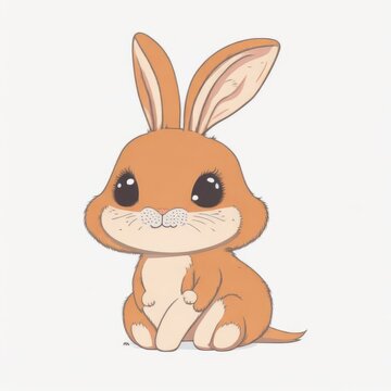 Cute rabbit character sitting