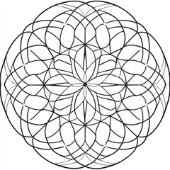 intricate geometric mandala, vector illustration line art