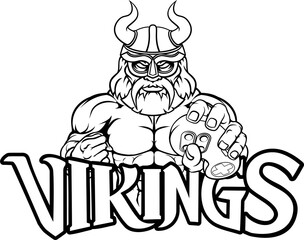 Viking Gamer Gladiator Warrior Controller Mascot