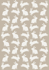 Easter inspired seamless pattern with bunnies on neutral beige background, beautiful background, great for Easter Cards, banner, textiles, wallpapers