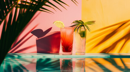 Tropical Cocktail with Umbrella by the Poolside
