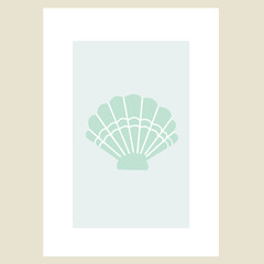 Seashell illustration art print design poster