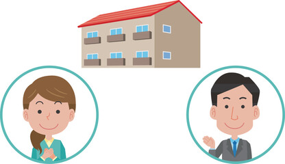 アパートの説明をする不動産業者
