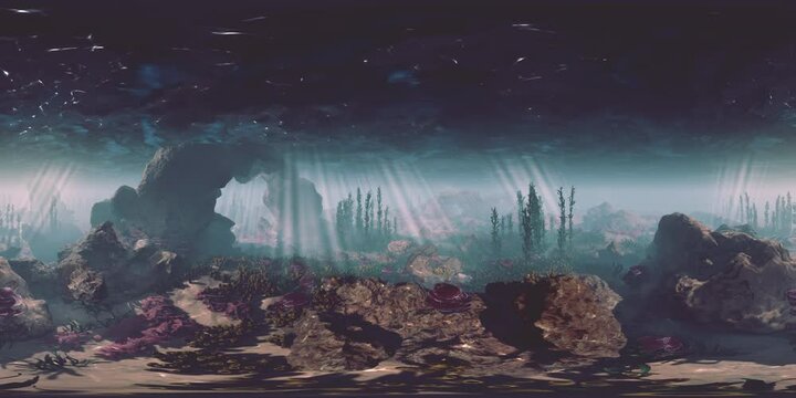 An Enchanting Underwater Oasis With Majestic Rocks and Lush Plant Life