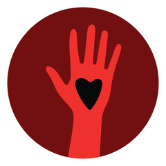 Fototapeta premium raised hand with heart in the middle stock illustration. the symbol of peace (ceasfire)