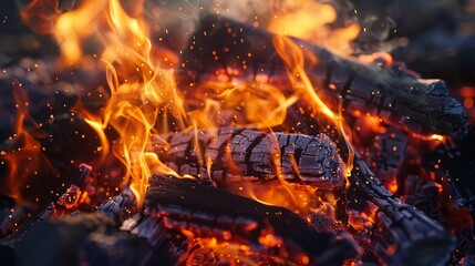 close up picture, of a campfire