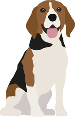 Beagle Dog Minimal Flat Vector Illustration