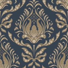 Damask seamless pattern element. Vector classical luxury old fashioned damask ornament, royal victorian seamless texture for wallpapers