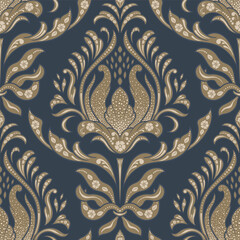 Damask seamless pattern element. Vector classical luxury old fashioned damask ornament, royal victorian seamless texture for wallpapers