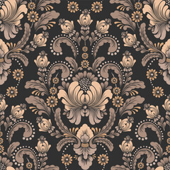 Damask seamless pattern element. Vector classical luxury old fashioned damask ornament, royal victorian seamless texture for wallpapers