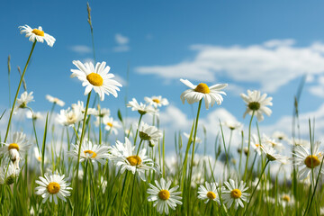 white daisy field against blue sky stock photo photo'id_0772
