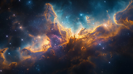 Space nebula cosmic supernova galaxy star bright colorful astronomy illustration background - obrazy, fototapety, plakaty