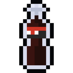 Pixel art cartoon cola bottle icon.