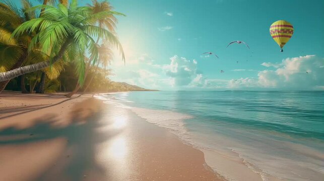   deserted sunset on tropical beach, video HD