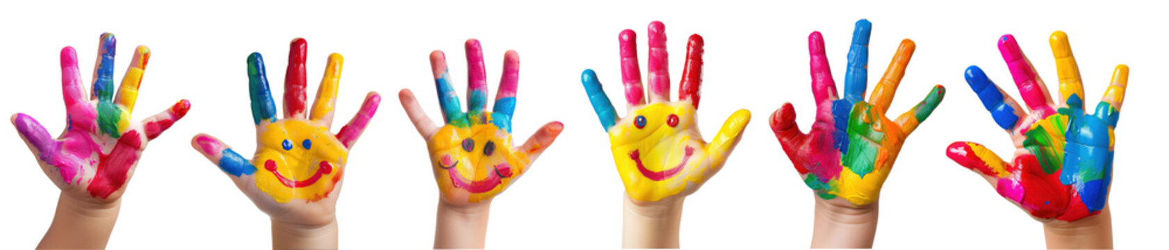 colorful painted child cute hand on transparency background PNG
