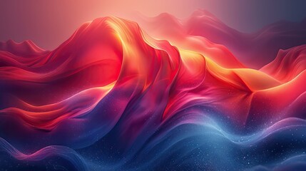 Obraz premium Abstract background featuring liquid waves in red and blue gradient with sharp focus, Ai Generated.